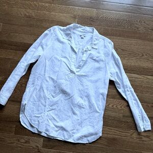 I. Crew Linen Pop Over with v neck and collar size Medium